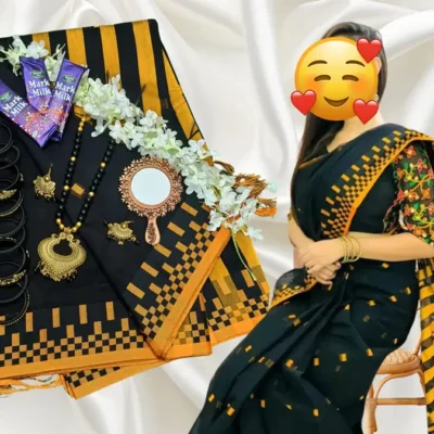 Black saree , tangailer saree . কালো শাড়ি ,টাঙ্গাইলের শাড়ি কম্বো প্যাকেজ
