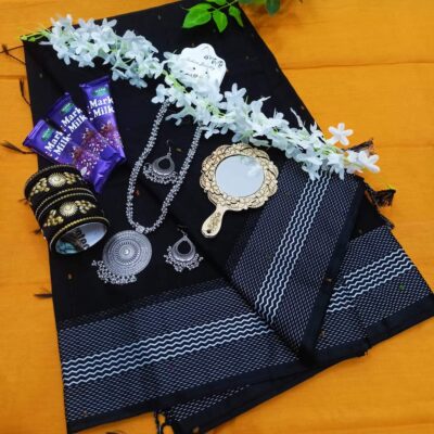 Black katha saree combo package . gift package