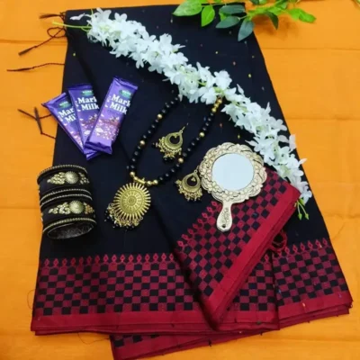 Black half silk saree combo package.